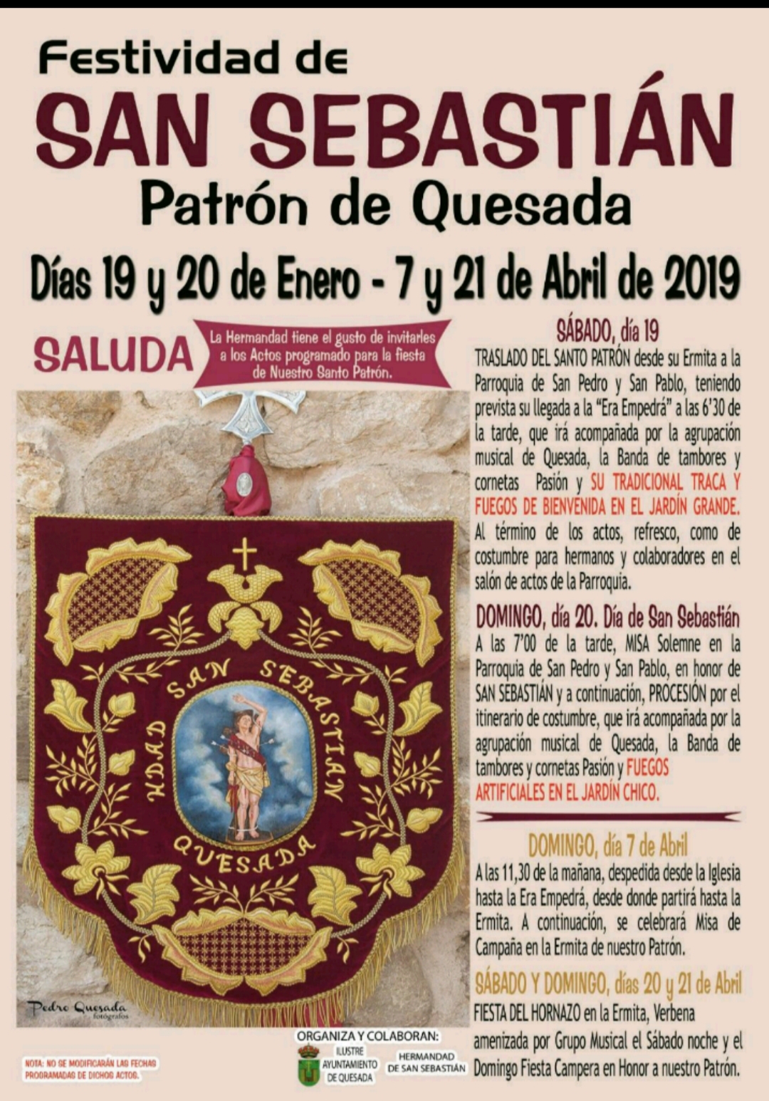 Fiestas patronales en honor de San Sebastián 2019 Quesada